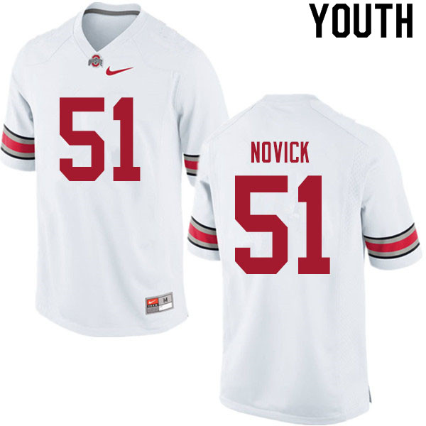 Ohio State Buckeyes Brett Novick Youth #51 White Authentic Stitched College Football Jersey